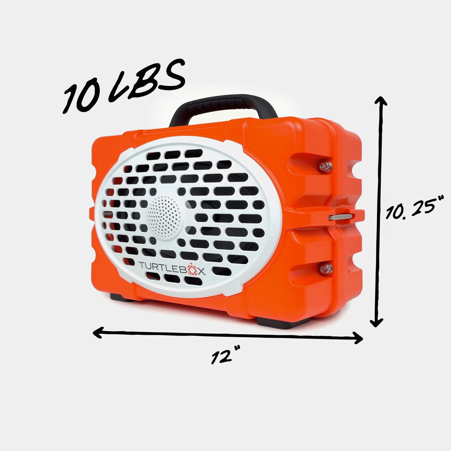 Turtlebox Original Gen 3 orange rugged outdoor speaker angled product view