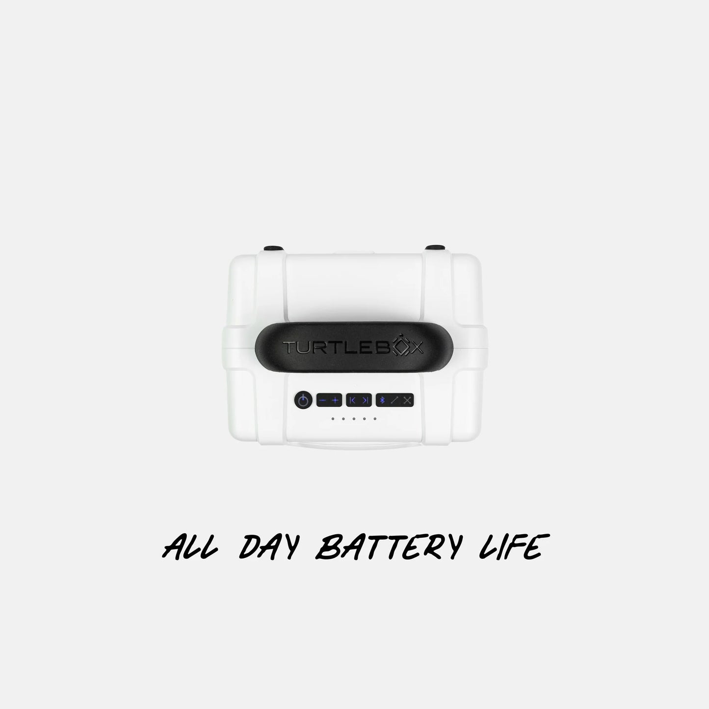 Turtlebox Cub white rugged outdoor speaker top controls view 4