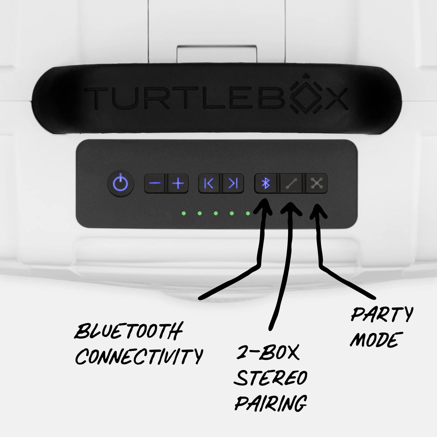 Turtlebox Original Gen 3 white rugged outdoor speaker close-up detail