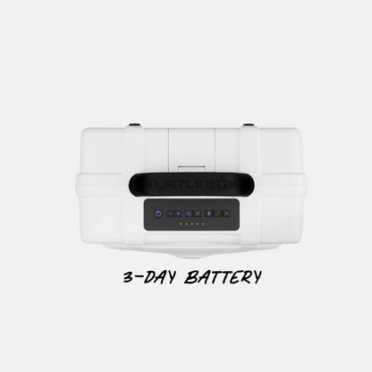 Turtlebox Original Gen 3 white rugged outdoor speaker top controls view