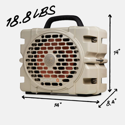 Turtlebox Grande tan rugged outdoor speaker angled product view