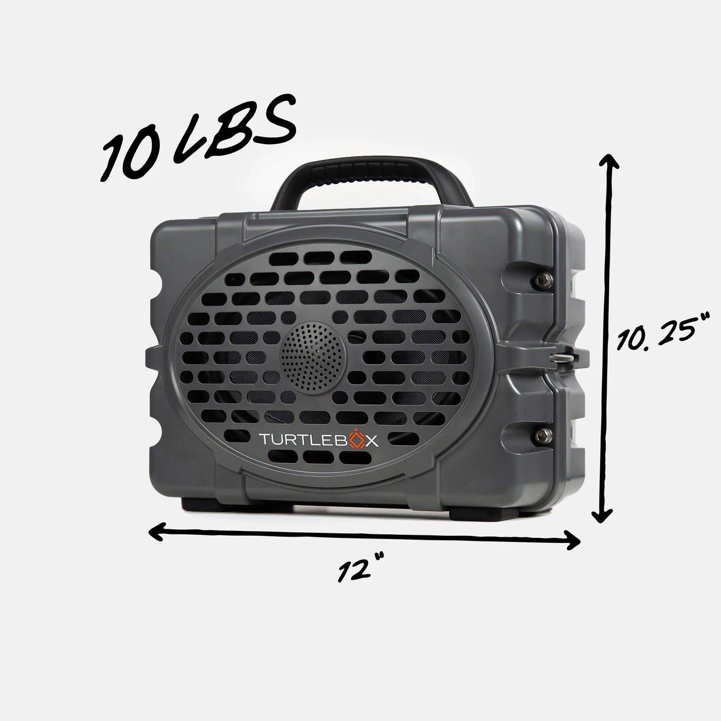 Turtlebox Original Gen 3 gray rugged outdoor speaker angled product view