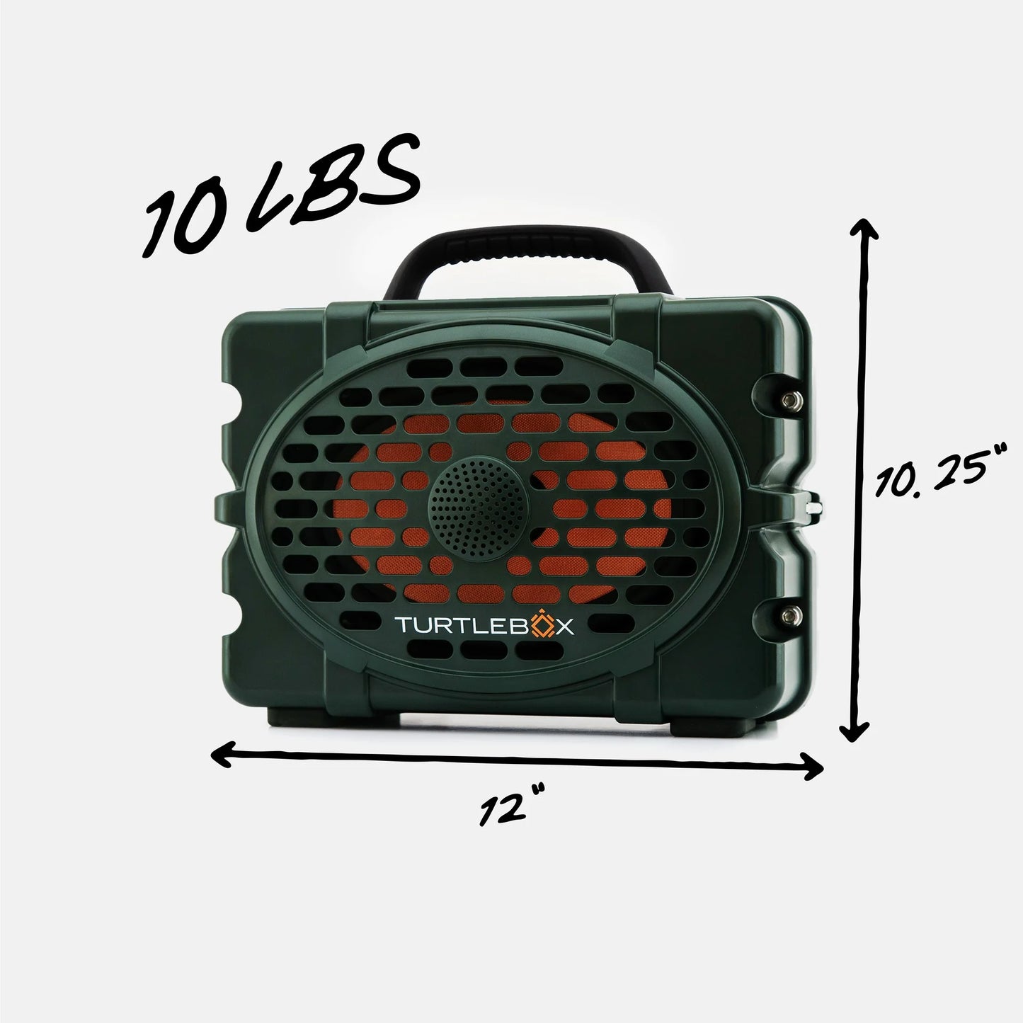 Turtlebox Original Gen 3 green rugged outdoor speaker angled product view