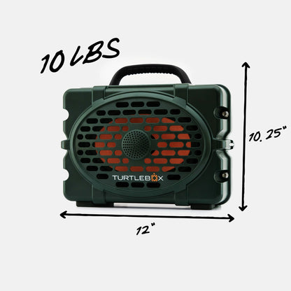 Turtlebox Original Gen 3 green rugged outdoor speaker angled product view