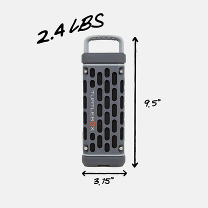 Turtlebox Ranger gray rugged outdoor speaker front controls view