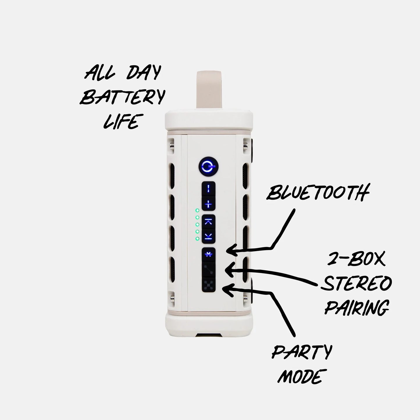 Turtlebox Ranger ivory rugged outdoor speaker control panel view