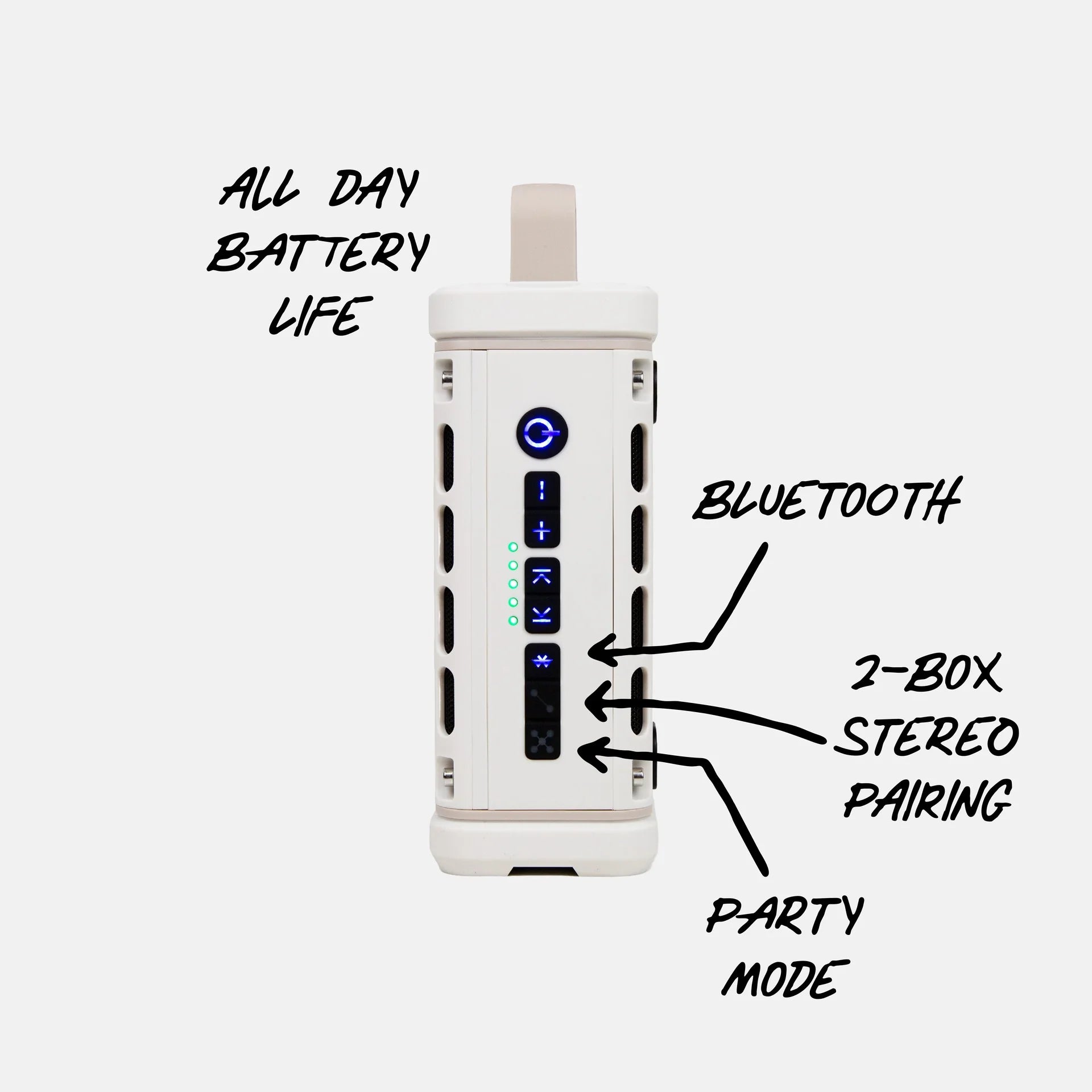 Turtlebox Ranger ivory rugged outdoor speaker control panel view
