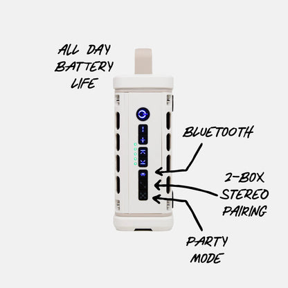 Turtlebox Ranger ivory rugged outdoor speaker control panel view