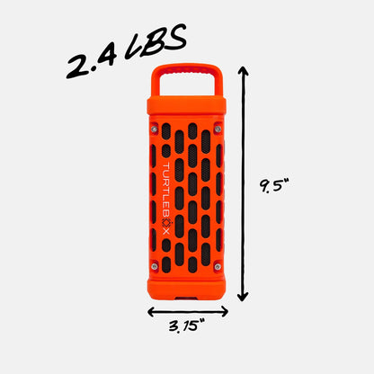 Turtlebox Ranger orange rugged outdoor speaker front controls view
