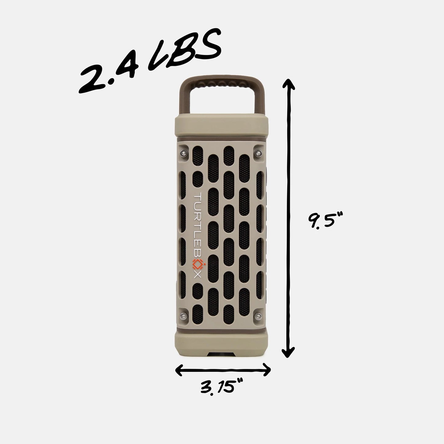 Turtlebox Ranger tan rugged outdoor speaker front controls view