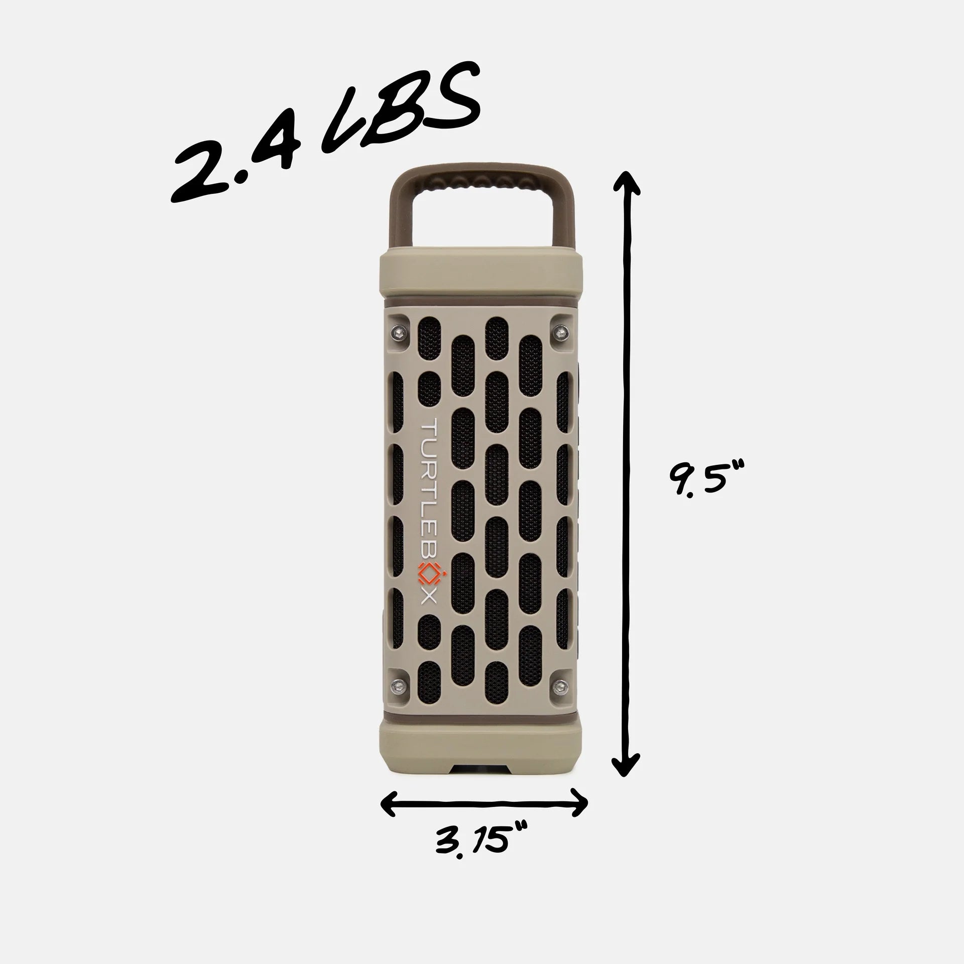 Turtlebox Ranger tan rugged outdoor speaker front controls view