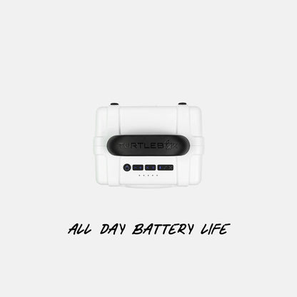 Turtlebox Cub white rugged outdoor speaker top controls view 4