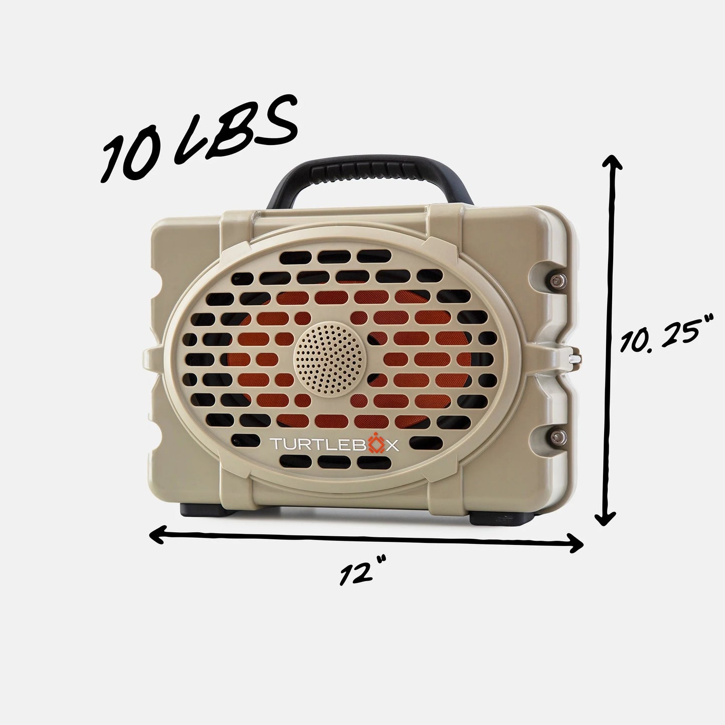 Turtlebox Original Gen 3 tan rugged outdoor speaker angled product view