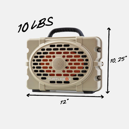 Turtlebox Original Gen 3 tan rugged outdoor speaker angled product view