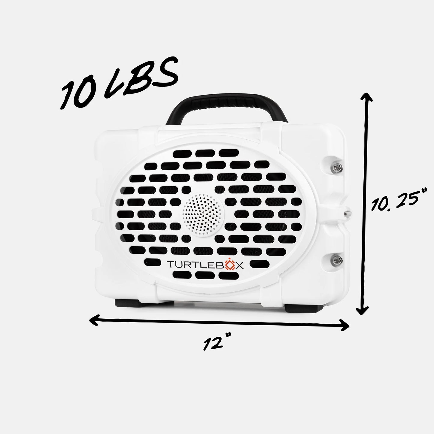 Turtlebox Original Gen 3 white rugged outdoor speaker angled product view