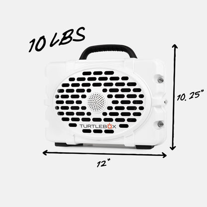 Turtlebox Original Gen 3 white rugged outdoor speaker angled product view